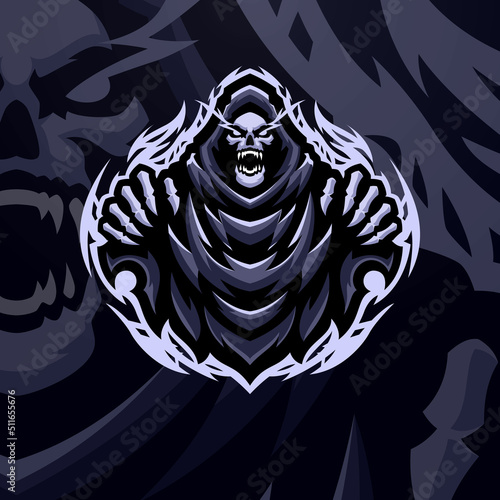 Reaper masscot logo esport illustration premium vector