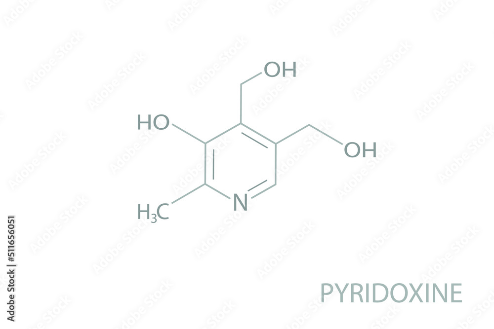 Pyridoxine molecular skeletal chemical formula.	
