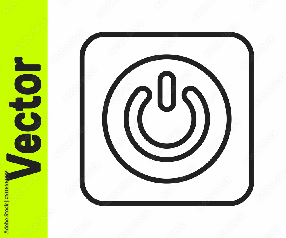 Black line Power button icon isolated on white background. Start sign. Vector Black line Power button icon isolated on white background. Start sign. Vector