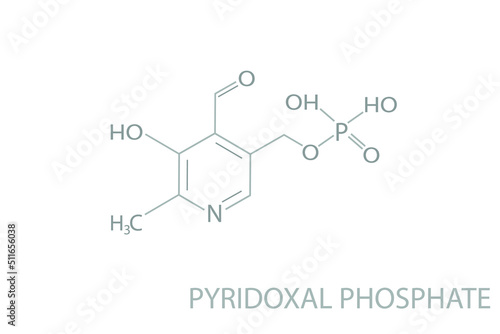 Pyridoxal phosphate molecular skeletal 3D chemical formula.	