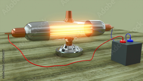 Foto Cathode ray experiment 3d illustration