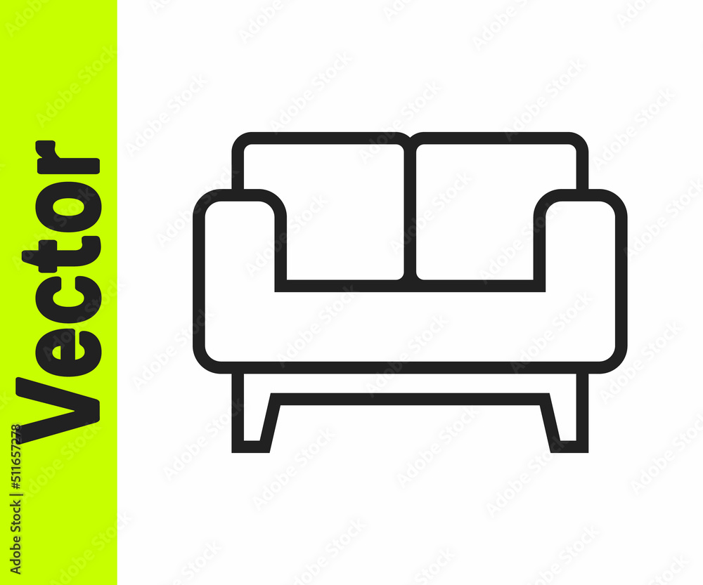 Black line Sofa icon isolated on white background. Vector Black line Sofa icon isolated on white background. Vector