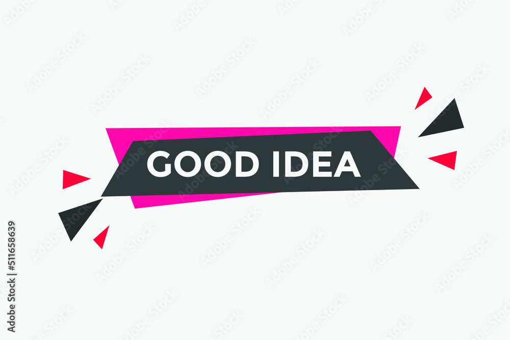Good idea button. Good idea text web banner template. Sign icon banner
