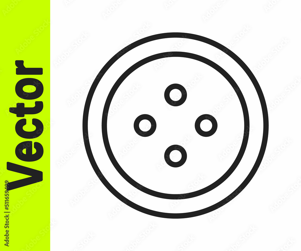 Black line Sewing button for clothes icon isolated on white background. Clothing button. Vector Black line Sewing button for clothes icon isolated on white background. Clothing button. Vector