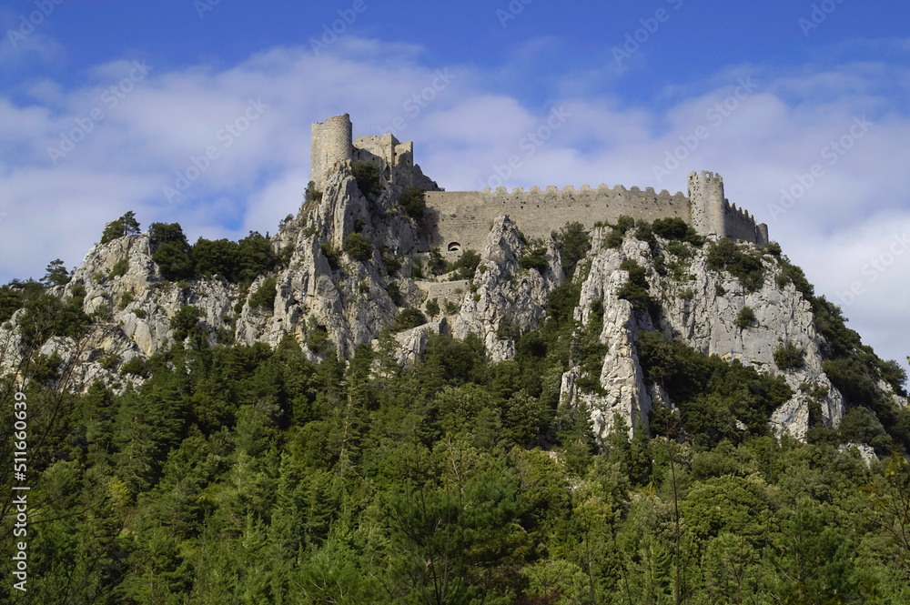 Castillo cataro de Puilaurens(s.XIII).Lapradelle-Puilaurens.Aude.Pirineos orientales.Francia.