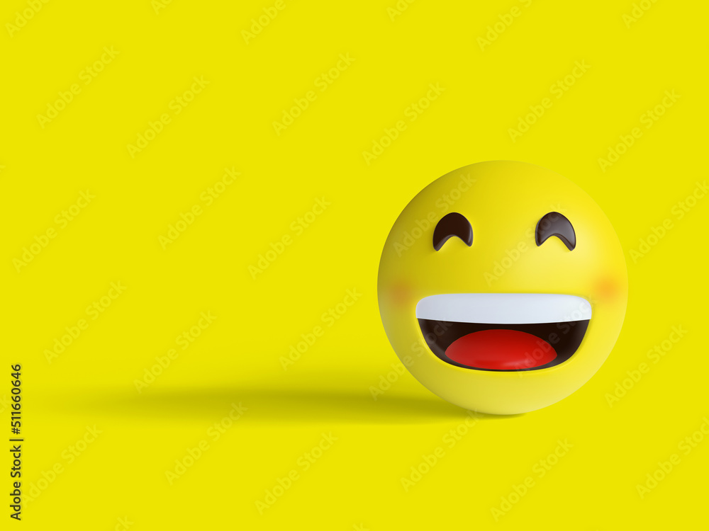 Fototapeta premium 3d Illustration, face emoji smiling