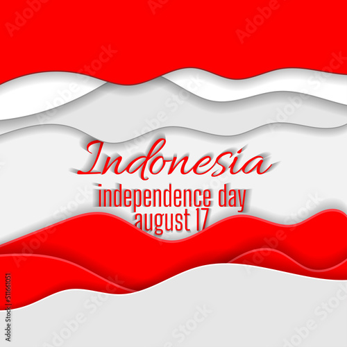 a paper-cut postcard celebrating Indonesia's independence day. vector illustration photo
