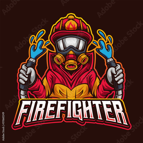 Firefighter Mascot Logo Template Design