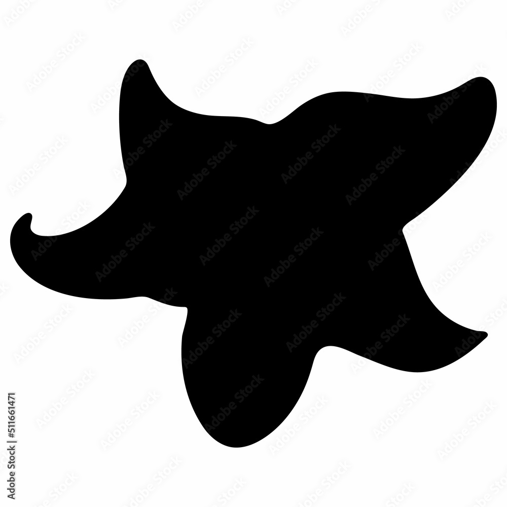 Seastar Silhouette Illustration Isolated on White Background. Vector Black Sea Star Illustration. Seastar Silhouette Illustration Isolated on White Background. Vector Black Sea Star Illustration.