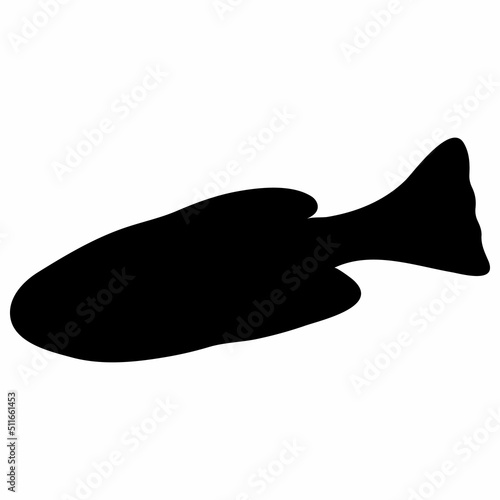 Fish Silhouette Illustration Isolated on White Background. Vector Black Fish Illustration.