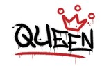 Queen. Urban street graffiti style with splash effects and drops on white background. Vector Illustration