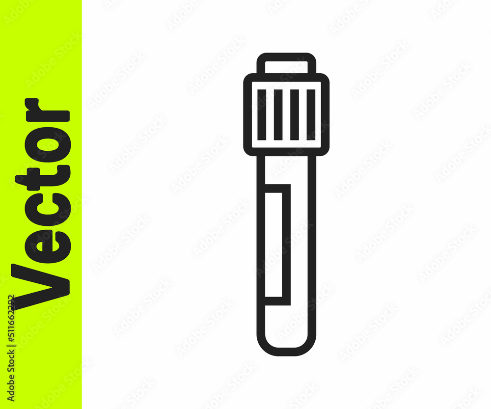 Black line Test tube and flask chemical laboratory test icon isolated on white background. Laboratory glassware sign. Vector