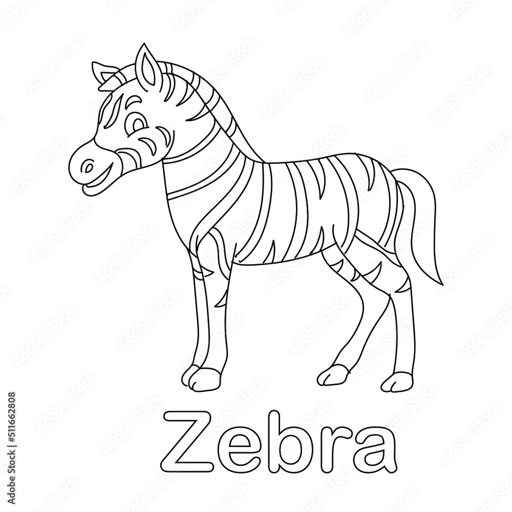 Obraz premium Zebra coloring page line art animal vector