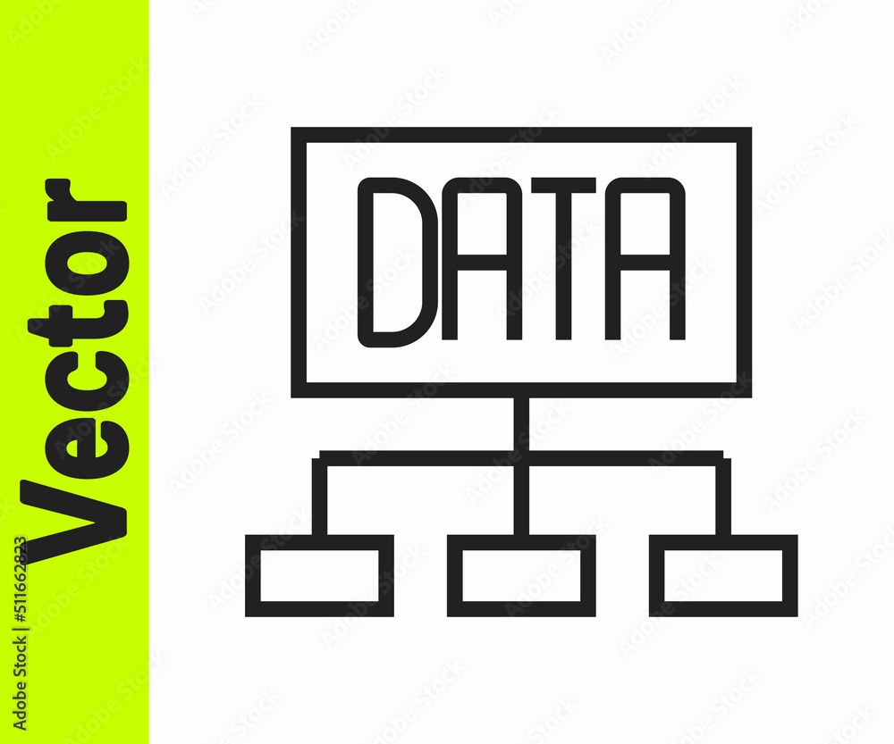 Black line Data analysis icon isolated on white background. Business data analysis process, statistics. Charts and diagrams. Vector Black line Data analysis icon isolated on white background. Business data analysis process, statistics. Charts and diagrams. Vector
