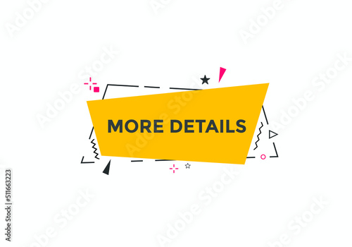 More details button. More details text web banner template. Sign icon banner
