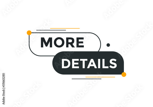 More details button. More details text web banner template. Sign icon banner
