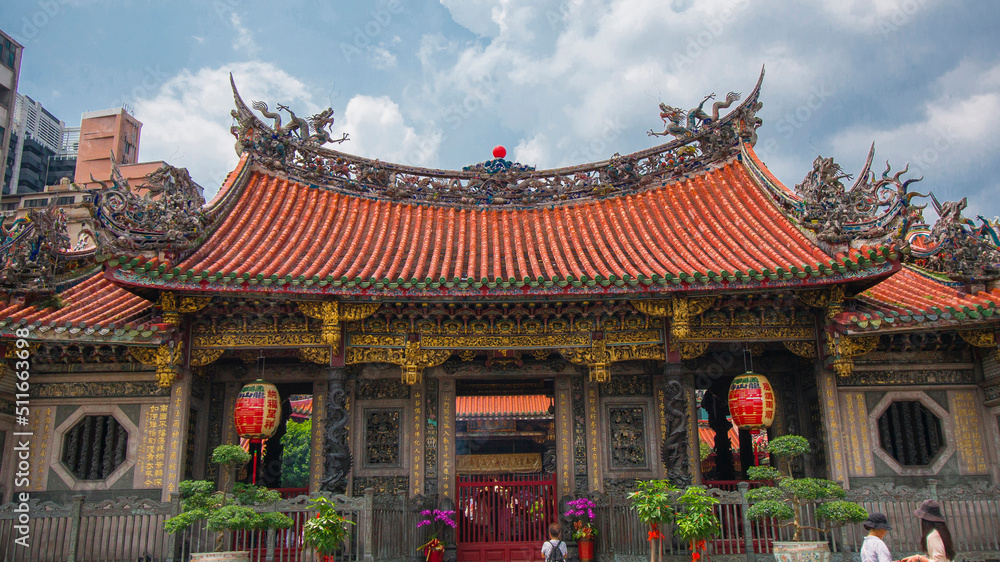 Naklejka premium China, Tradition, Religion, Belief. Taiwan, historic site, Longshan Temple