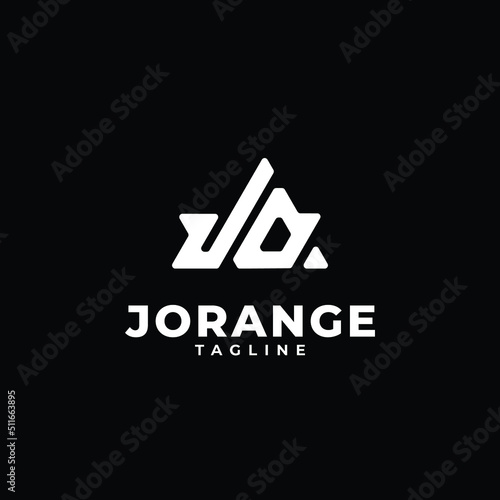 Triangle initials monogram logo with letter JO, J and O