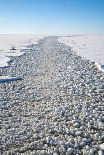 A Trail of Broken Ice on the Frozen Baltic Sea