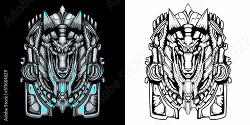 Mecha anubis vector illustration in detailed style