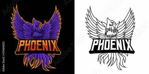 phoenix esport logo mascot design