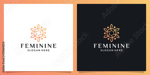Elegant flower logo design abstract. Can be used for beauty salons, decorations, boutiques, spas, yoga, cosmetic and skin care products. premium vector