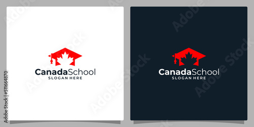 College, Graduate cap, Campus, Education logo design and maple leaf logo vector illustration graphic design.
