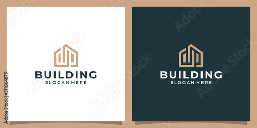 House building logo with initial letter d and p abstract. Vector illustration graphic design in line art style. Good for brand, advertising, real estate, construction, building, and home.