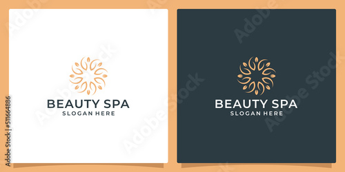 Elegant flower logo design abstract. Can be used for beauty salons, decorations, boutiques, spas, yoga, cosmetic and skin care products. premium vector