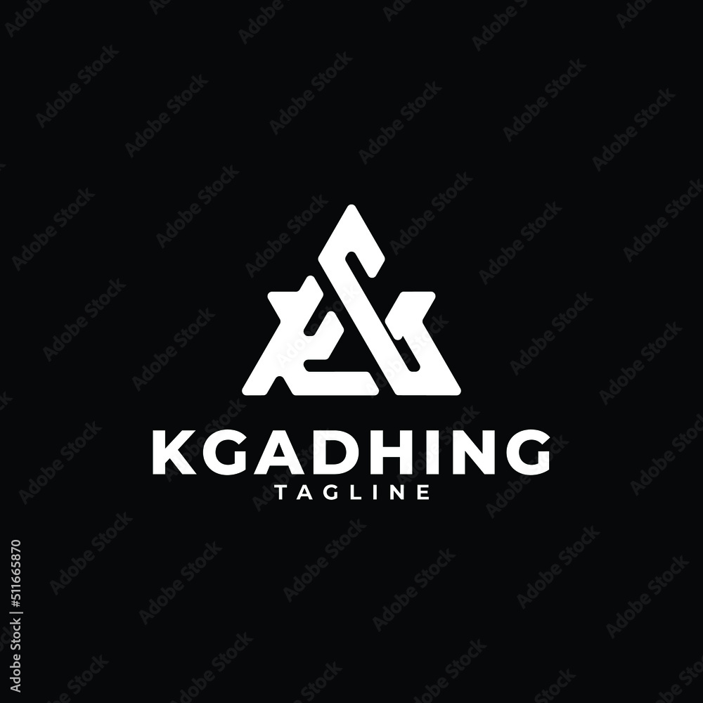 Triangle initials monogram logo with letter KG, K and G Stock Vector ...