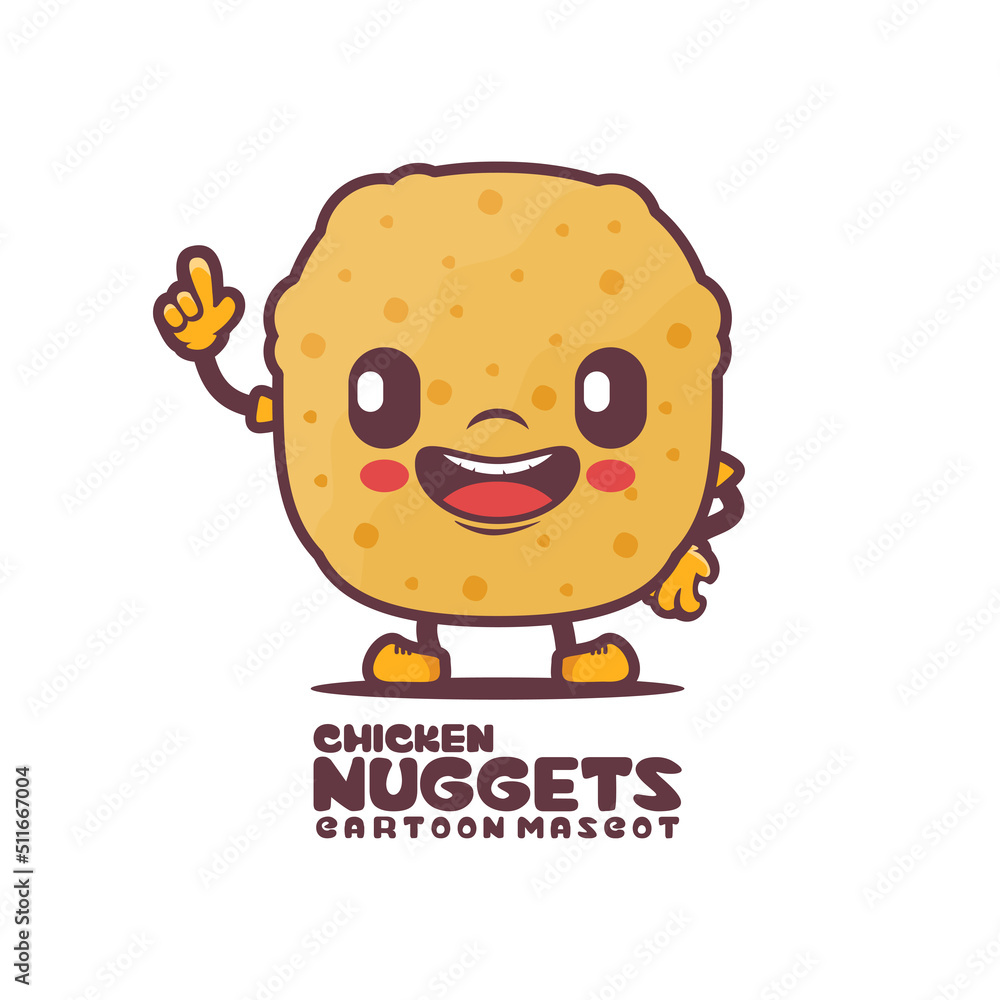 Obraz premium chicken nuggets cartoon mascot. food vector illustration