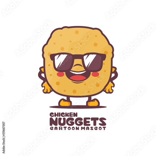 chicken nuggets cartoon mascot. food vector illustration