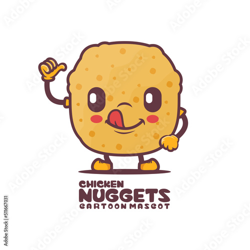 chicken nuggets cartoon mascot with thumbs up. food vector illustration