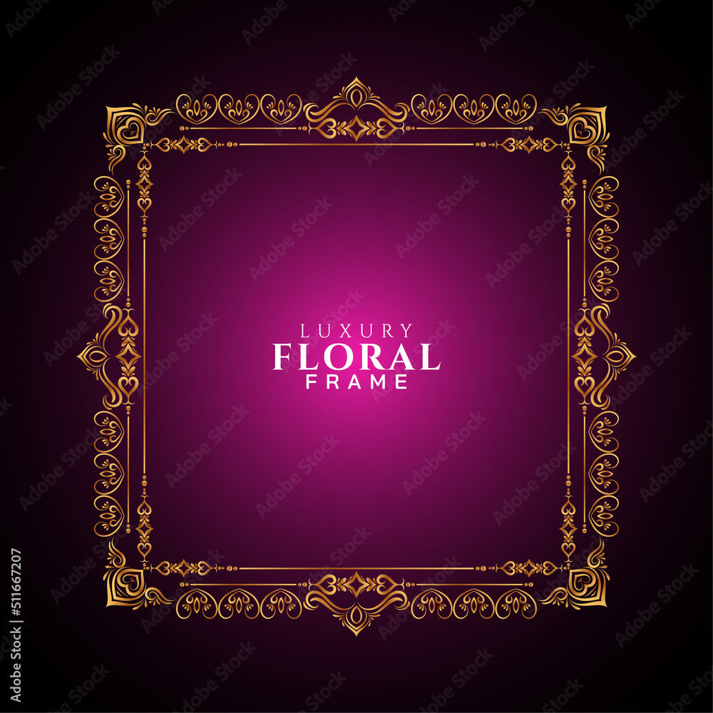 Artistic golden frame design purple luxury background Stock Vector ...