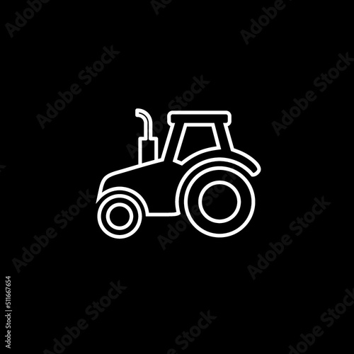 Tractor line logo isolated on dark background