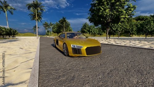 sports car on beach