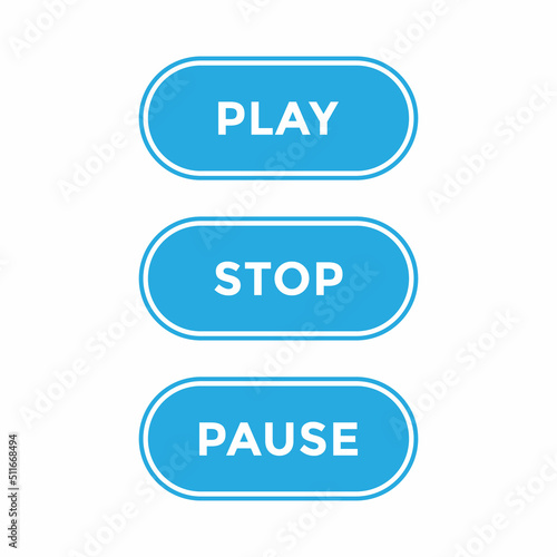 Play, stop, and pause button icon vector in flat style