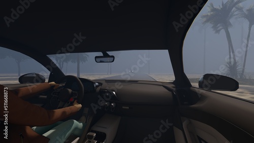car driving in fog