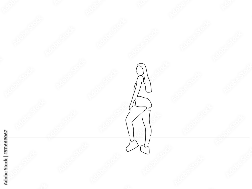 Woman having fun in line art drawing style. Composition of a person gesturing. Black linear sketch isolated on white background. Vector illustration design. Woman having fun in line art drawing style. Composition of a person gesturing. Black linear sketch isolated on white background. Vector illustration design.