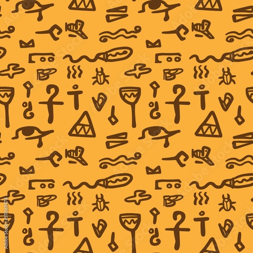 abstract hieroglyphs in ancient Egyptian style seamless vector pattern