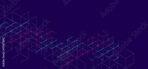 Abstract background hexagon pattern on neon light background in technology style. Modern futuristic vector geometric shape. Can use for cover template, poster, flyer, print ad.