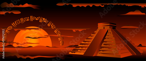 Magical sunset in the land of the Mayans and Toltecs.
Temple of May and Toltecs.Background consisting of symbols of the Mayan calendar.
The Aztecs, Mayans, Incas.
The Mayan alphabet.
