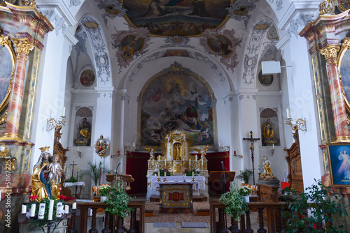Innenansicht Kirche St. Martin in Heimertingen im schwäbischen Landkreis Unterallgäu, Bayern