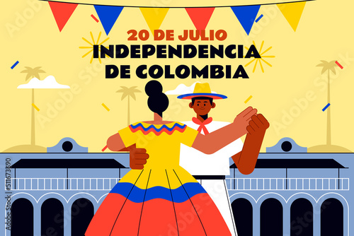 Columbia independence day background for national celebration on July 20 th. Fondo del día de la independencia de columbia. Vector Illustration.
 photo