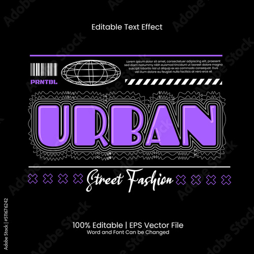 Editable Text Effect Purple Urban T-shirt design Street Wear style