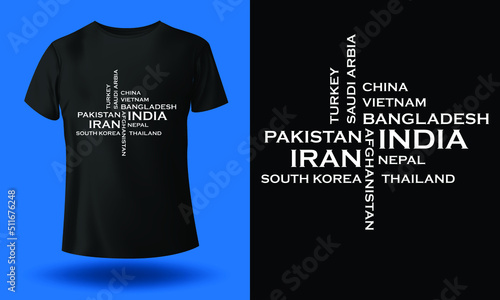 asian counrty typography t-shirt design for print. Trendy typography and stylish design vector illustration photo