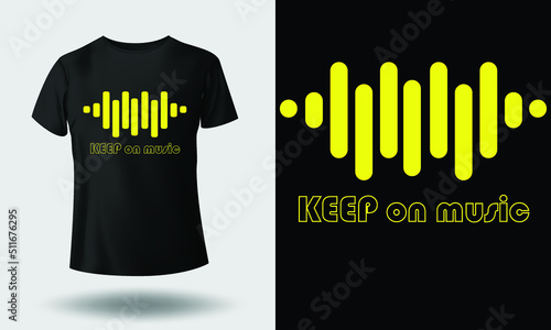 keep on music typography t-shirt design for print. Trendy typography and stylish design vector illustration photo