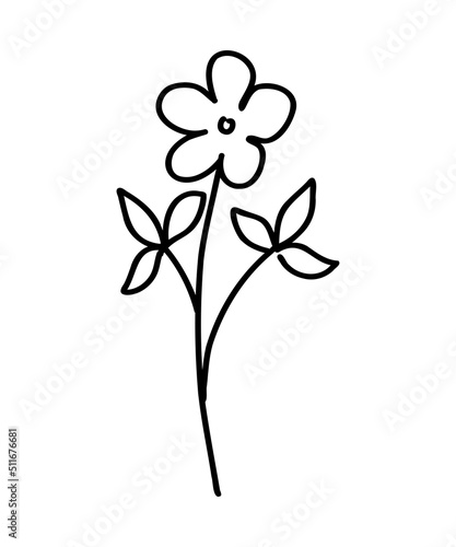Flower icon. Trendy contour vector illustration of flower for web sites and mobile applications. Botanical logo outline drawing. Thin line doodle style.