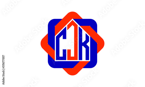 CJK three letter real estate logo with home icon logo design vector template | construction logo | housing logo | engineering logo | initial letter logo | minimalist logo | property logo | photo