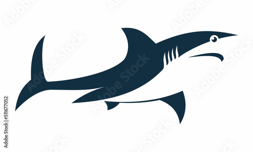 Vector illustration of an aggressive cartoon shark